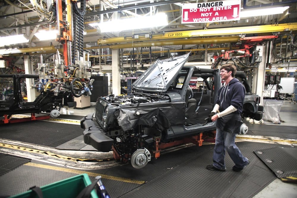 A worker is pictured at the Chrysler plant in Toledo, Ohio. The Buckeye State’s automobile industry could be hit particularly hard by President Donald Trump’s ongoing trade war with Canada. (Photo by Bill Pugliano/Getty Images)