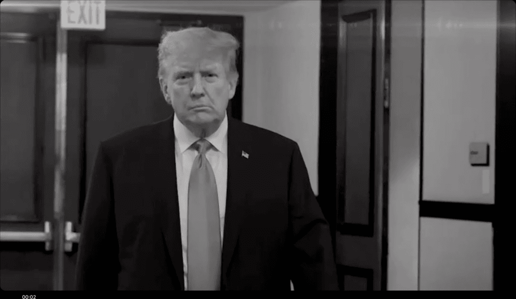 President Donald Trump appears in a taxpayer-funded public service announcement that critics say is indistinguishable from a 2024 campaign ad. (Screenshot from video posted to Truth Social)