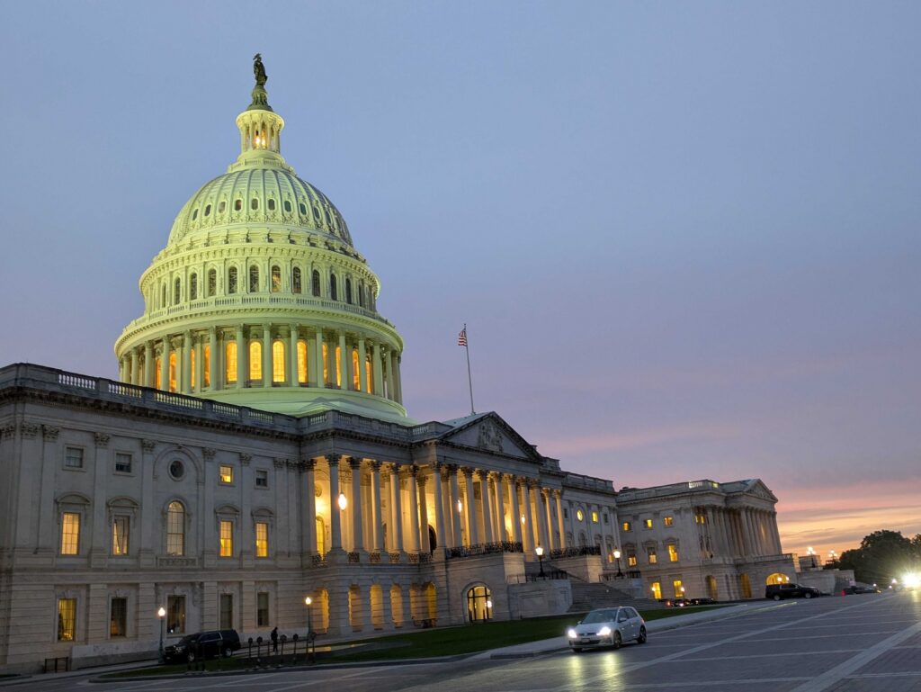 The U.S. Capitol on the evening of Sept. 30, 2025. (Photo by Ashley Murray/States Newsroom)