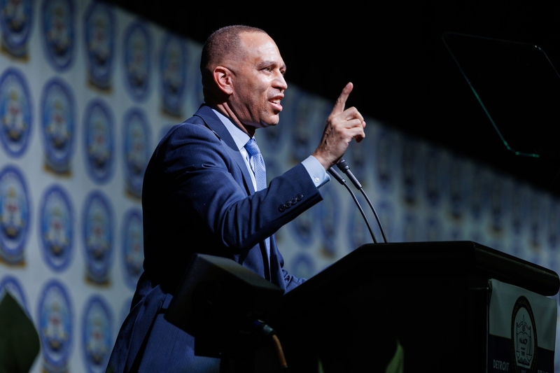 U.S. House Minority Leader Hakeem Jeffries, D-N.Y., the possible future speaker of the U.S. House, speaks at the Detroit NAACP Fight For Freedom Fund Dinner in Detroit, Michigan, on April 26, 2026. (Photo by Andrew Roth/Michigan Advance)
